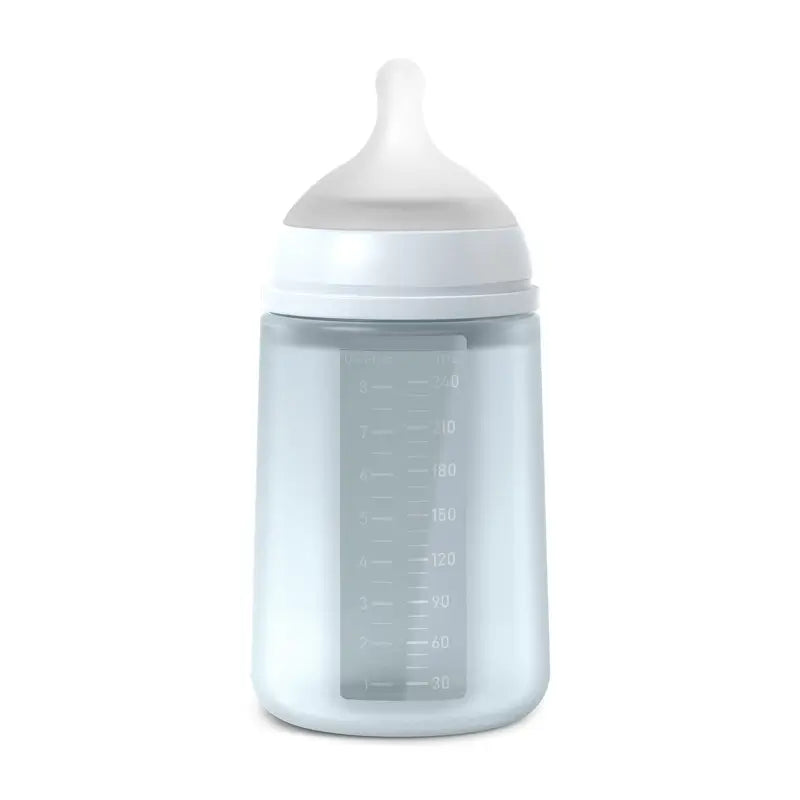 Suavinex Silikon-Trinkflasche 240 ml, Medium Flow (M), +3 Monate, Ballad Blau