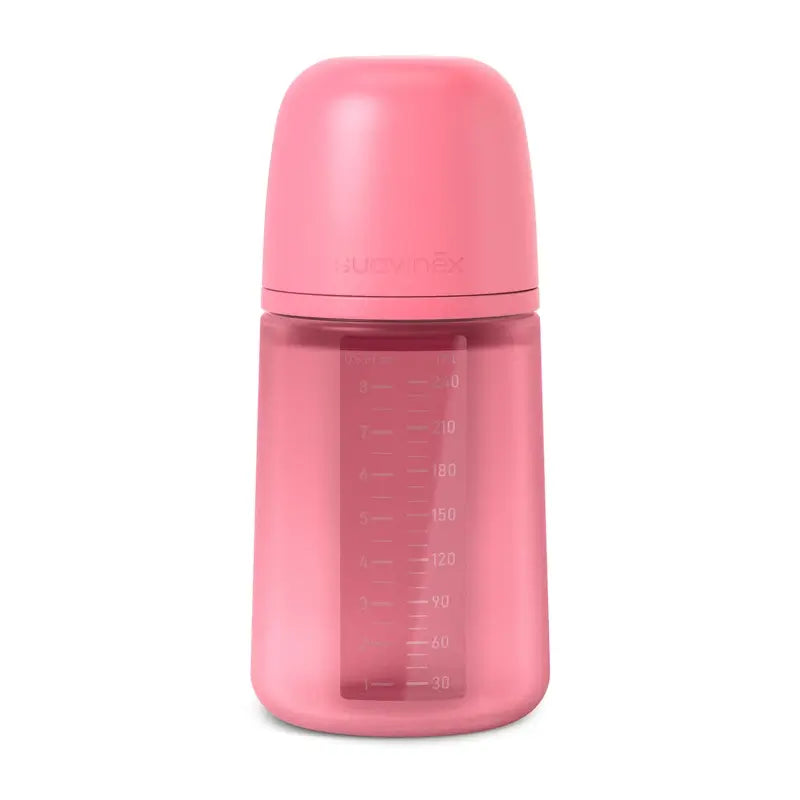 Suavinex Silikonflasche 240 ml, mittlerer Durchfluss (M), +3 Monate, Fuchsia