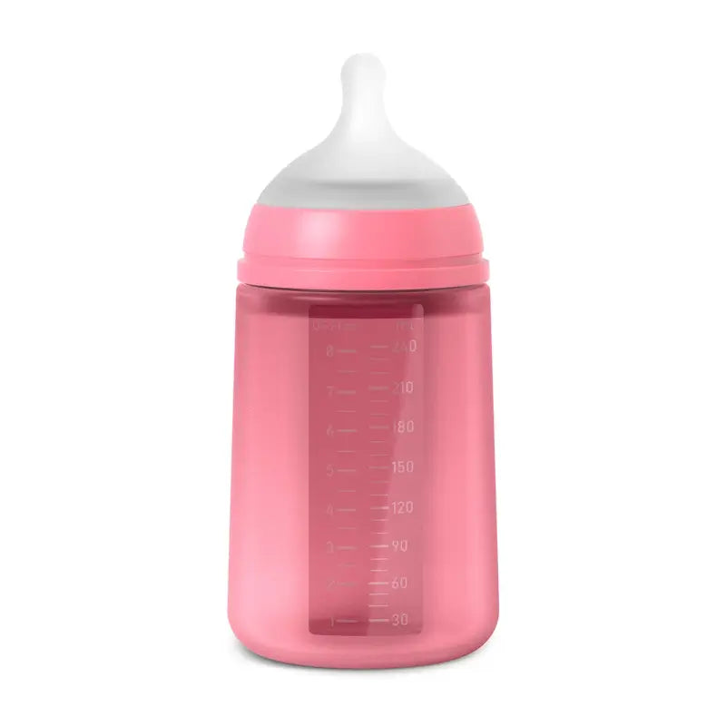 Suavinex Silikonflasche 240 ml, mittlerer Durchfluss (M), +3 Monate, Fuchsia