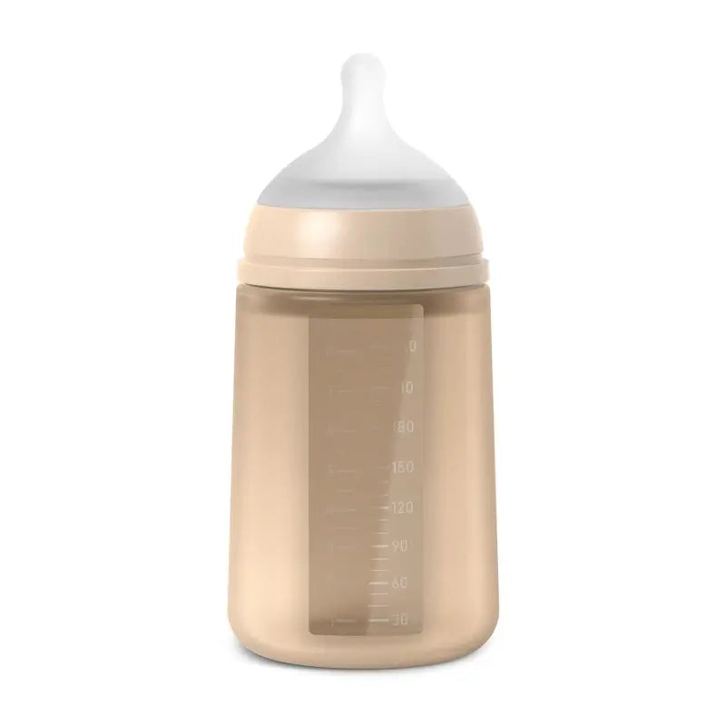 Suavinex Silikonflasche 240 ml, mittlerer Durchfluss (M), +3 Monate, Irish Cream