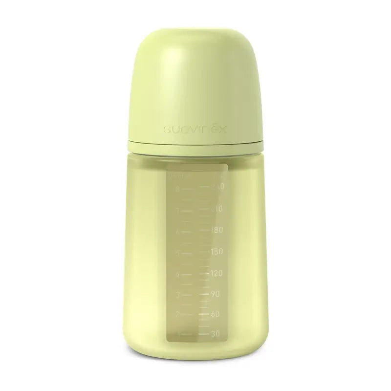 Suavinex Silikonflasche 240 ml, mittlerer Durchfluss (M), +3 Monate, Limette