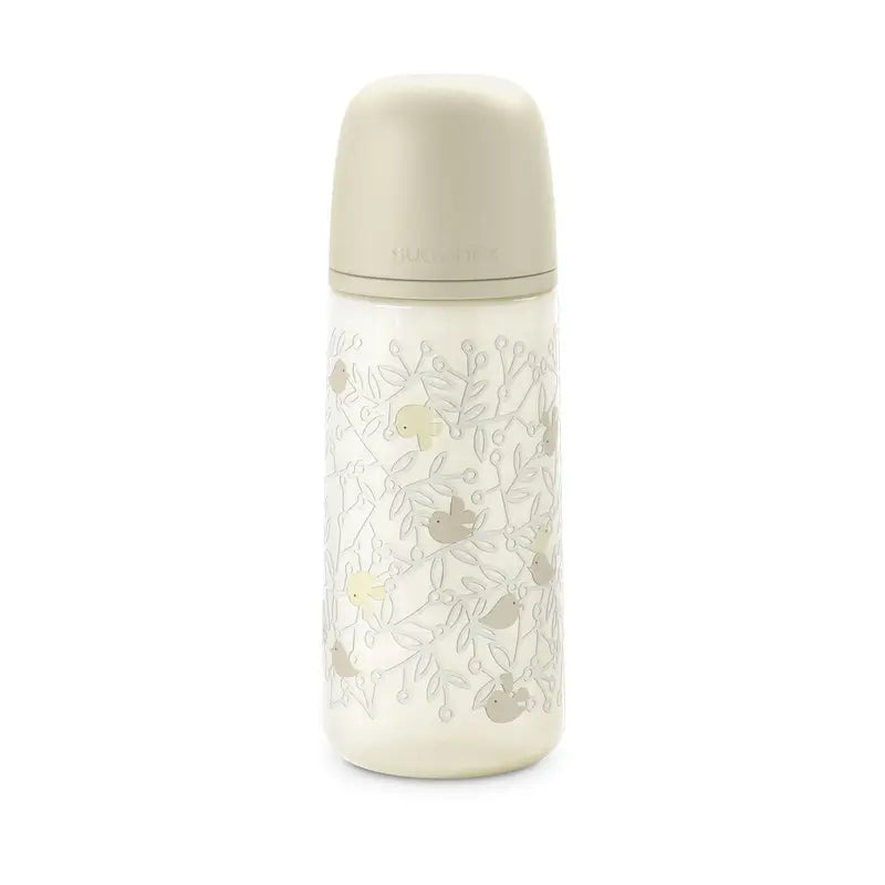 Suavinex Trinkflasche Sauger Sx Pro Dense Flow (L) +6 Monate Birdies Beige, 360 ml