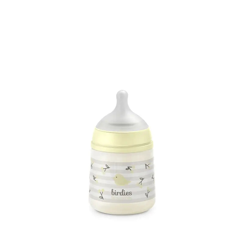 Suavinex Trinkflasche Sauger Sx Pro Slow Flow (S) +0 Monate Birdies Beige, 150 ml