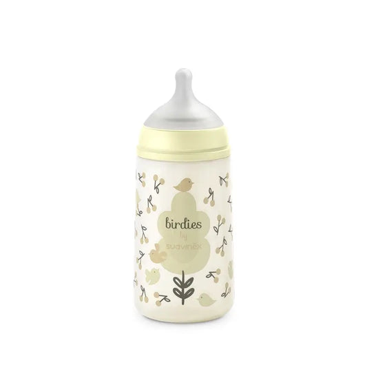 Suavinex Babyflaschensauger Sx Pro Medium Flow (M) +3 Monate Birdies Beige, 270 ml