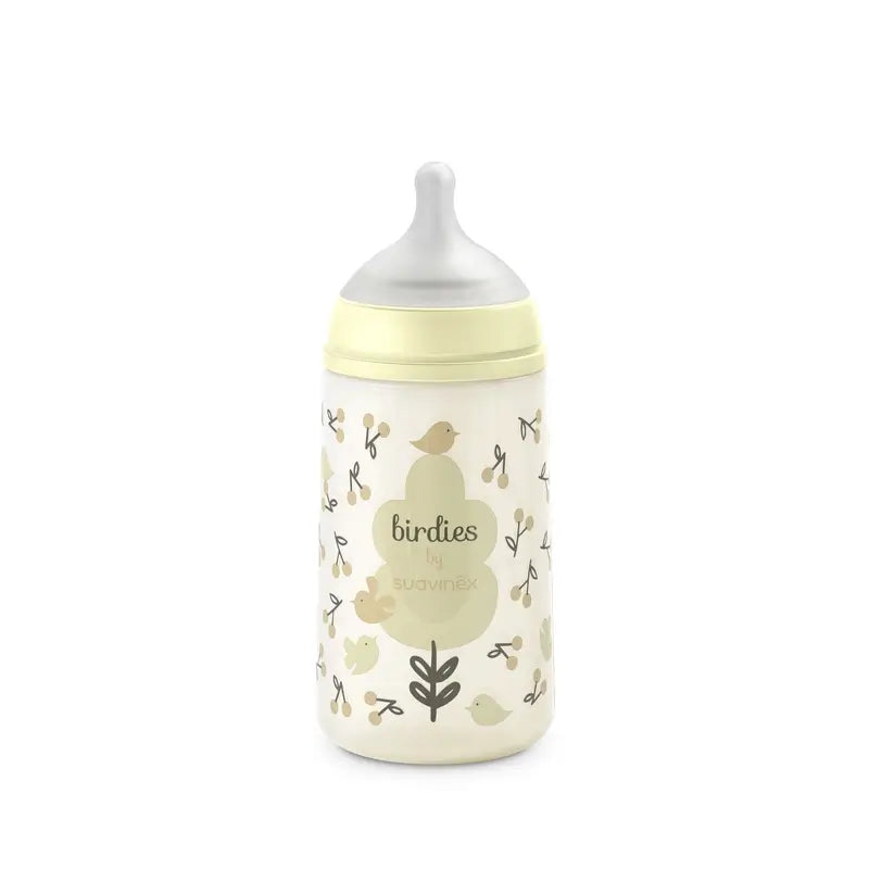 Suavinex Babyflaschensauger Sx Pro Medium Flow (M) +3 Monate Birdies Beige, 270 ml