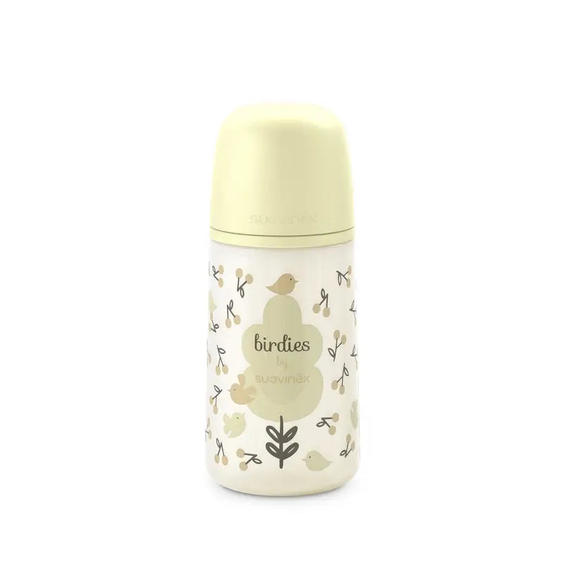 Suavinex Babyflaschensauger Sx Pro Medium Flow (M) +3 Monate Birdies Beige, 270 ml
