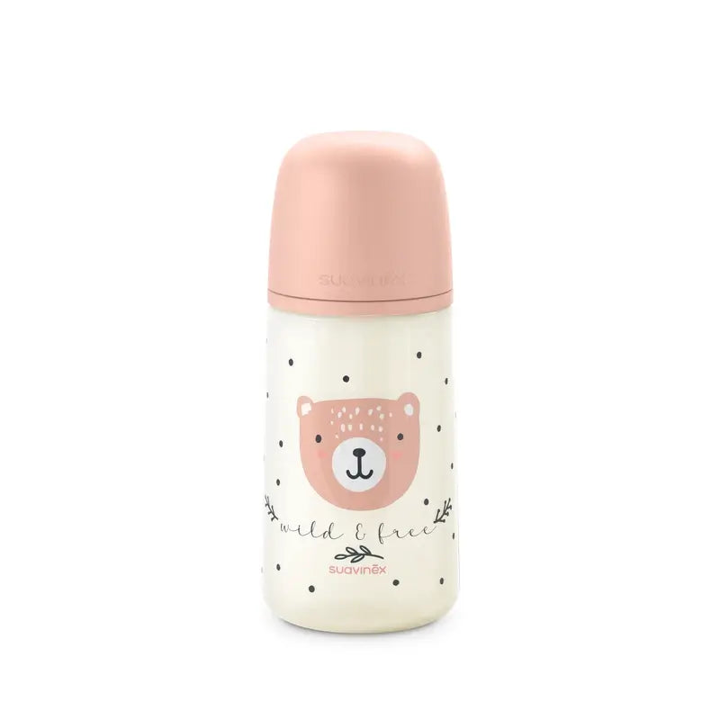 Suavinex Flasche Nippel Sx Pro Medium Flow (M) +3 Monate Wild&Free Pink, 270 ml