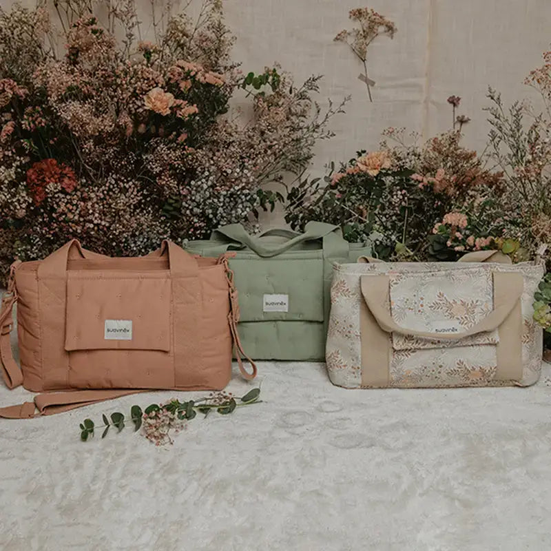 Suavinex Rechteckige Poesie Beige Gedruckt Brotkorb Babywagen Tasche