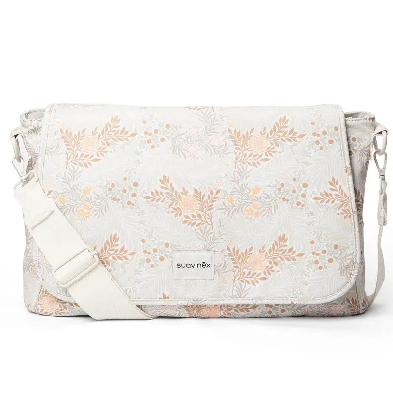 Suavinex Mutterschaft Handtasche Poesie Beige gedruckt Umhängetasche