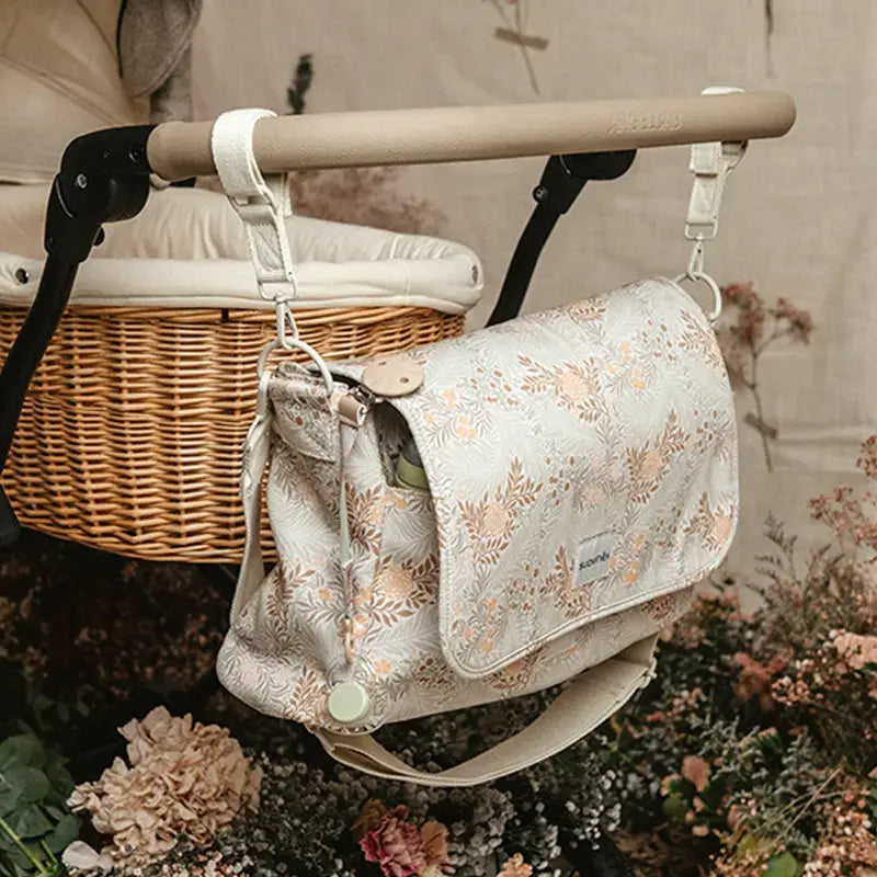 Suavinex Mutterschaft Handtasche Poesie Beige gedruckt Umhängetasche