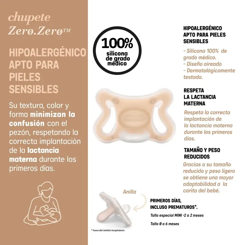 Suavinex Schnuller Zero Zero Babies -2 bis 2 Monate, Fair