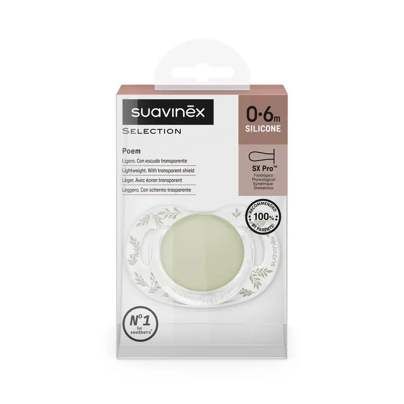 Suavinex Schnuller Sx Pro 0/6 Monate, Poesie Grün