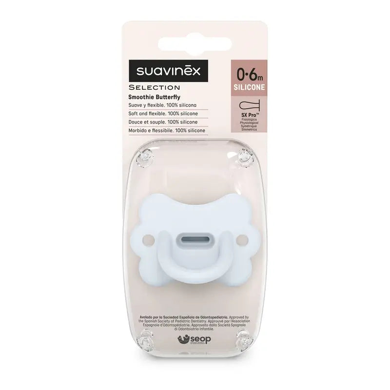 Suavinex Schnuller alle Silikon physiologischen Sx Pro, 0/6 Monate, Schmetterling Ballade blau