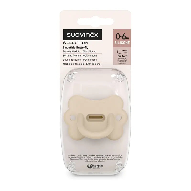 Suavinex Schnuller alle Silikon Physiologische Sx Pro, 0/6 Monate, Irish Cream Butterfly