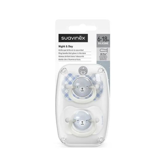 Suavinex Nacht & Tag Nacht Schnuller Sx Pro Sauger 6/18 Monate blau, 2 Einheiten