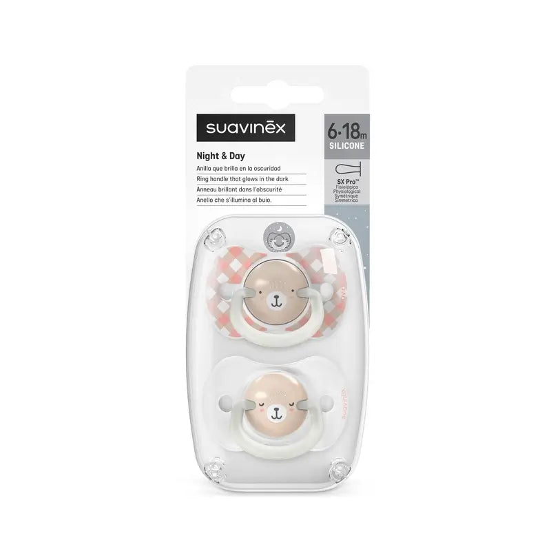 Suavinex Nacht & Tag Schnuller Nacht & Tag Sauger Sx Pro 6/18 Monate Rosa, 2 Einheiten