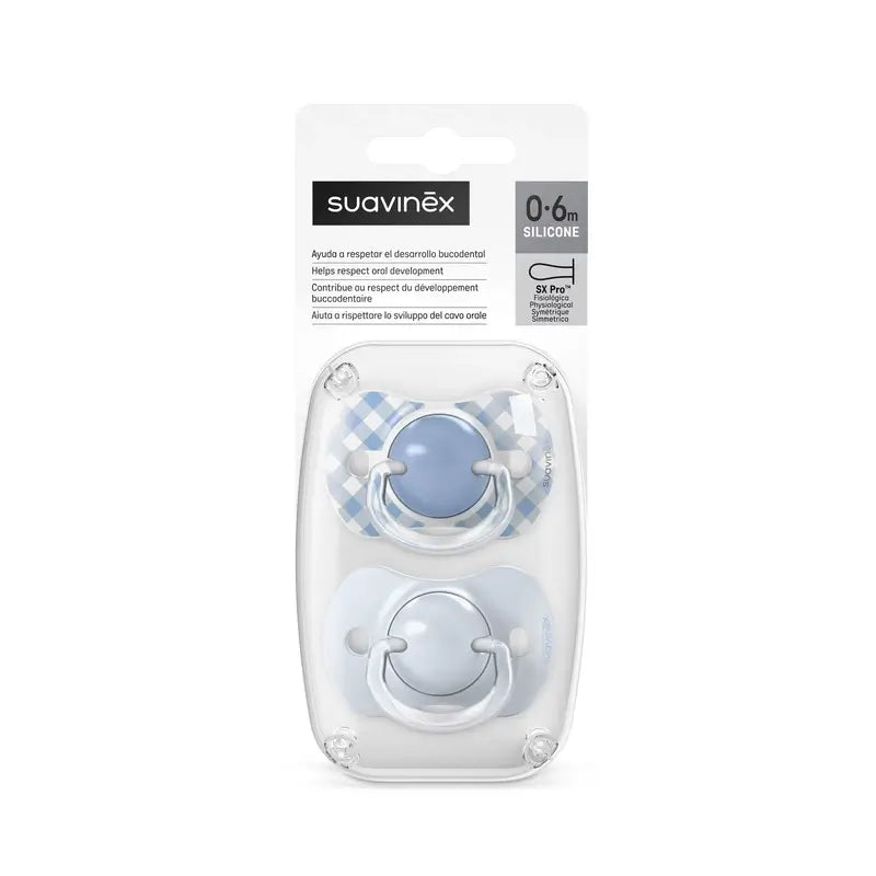 Suavinex Schnuller Sx Pro Sauger 0/6 Monate Wild&Free Blau, 2 Stück
