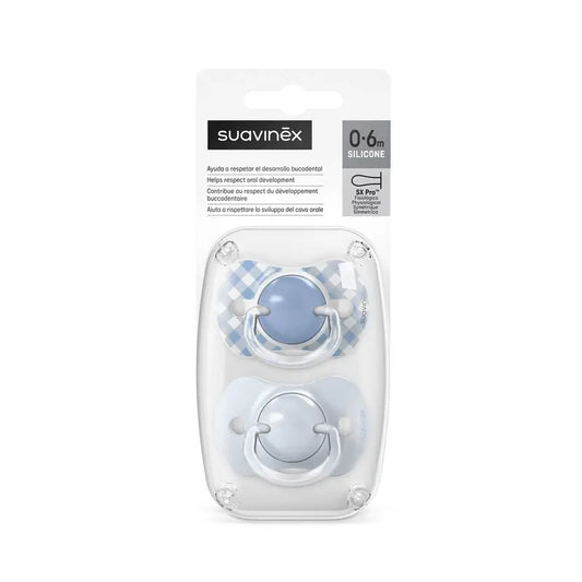 Suavinex Schnuller Sx Pro Sauger 0/6 Monate Wild&Free Blau, 2 Stück