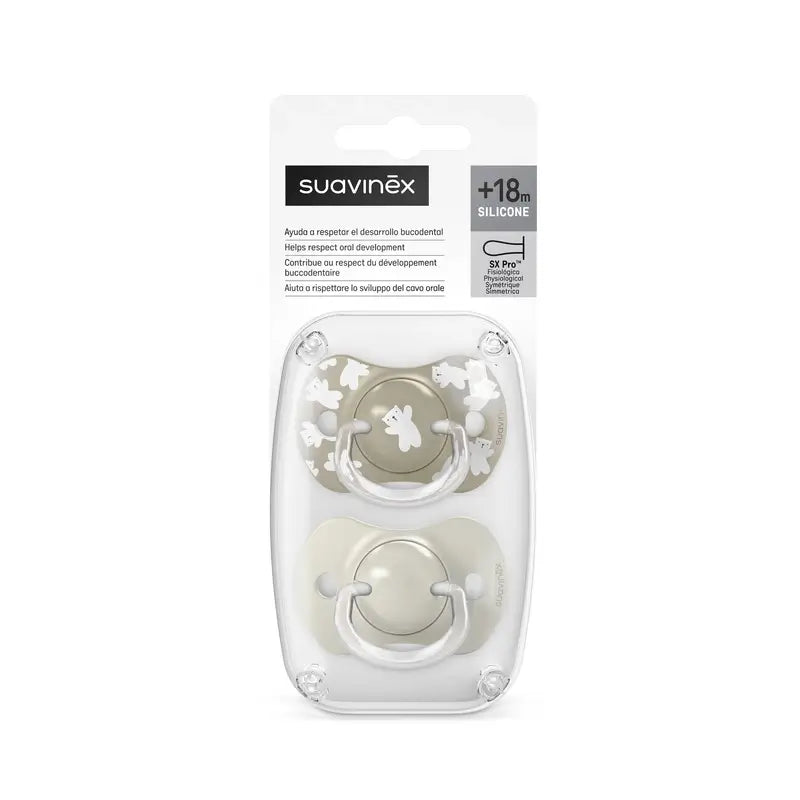 Suavinex Schnuller Sx Pro Sauger +18 Monate Wild&Free Beige, 2 Stück