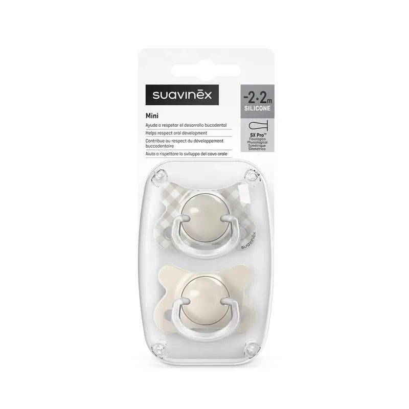 Suavinex Schnuller Sx Pro Sauger -2/2 Monate Wild&Free Beige, 2 Stück