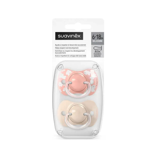 Suavinex Schnuller Sx Pro Sauger 6/18 Monate Wild&Free Pink, 2 Stück