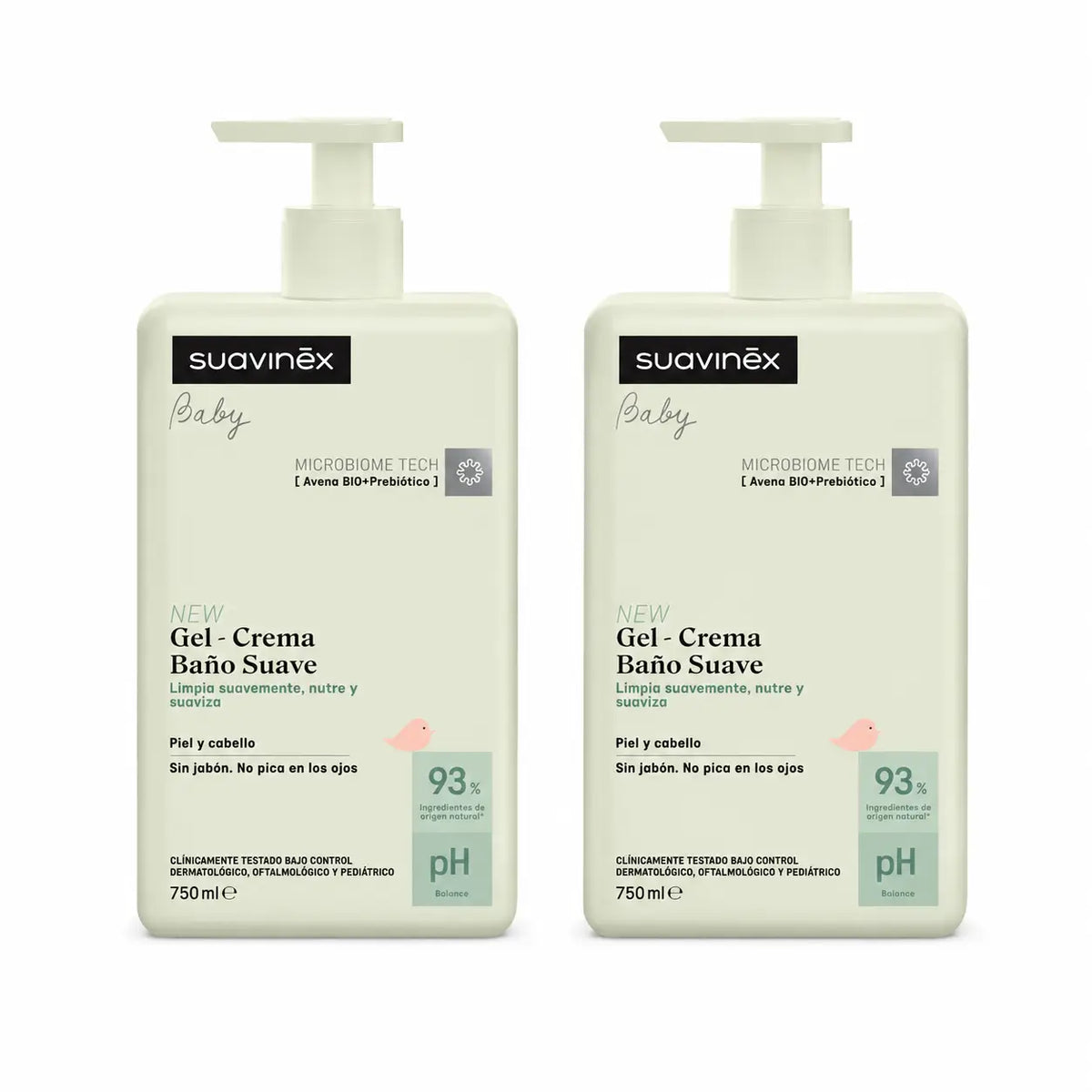 Suavinex Sanftes Baby-Badegel - Creme, 750 ml, 2er-Pack