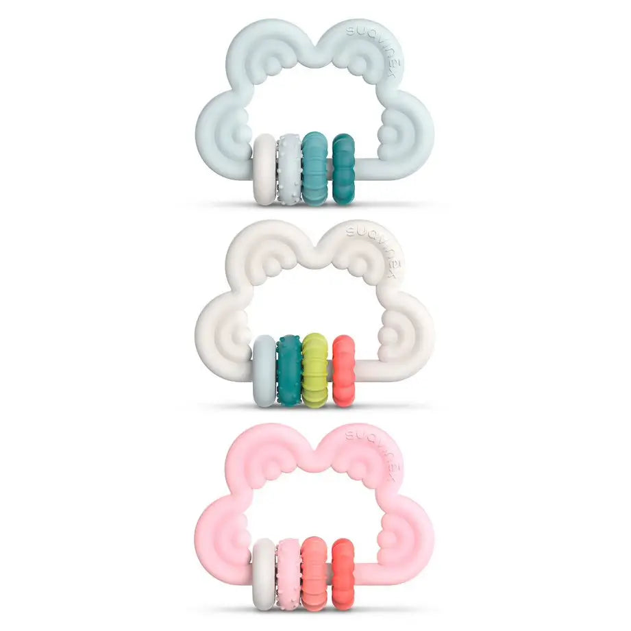 Suavinex Beißring Silikon Beißring +6 Monate, Wolke, Blau