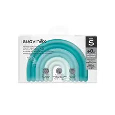 Suavinex Silikon-Beißring +0 Monate, Regenbogen, Blau