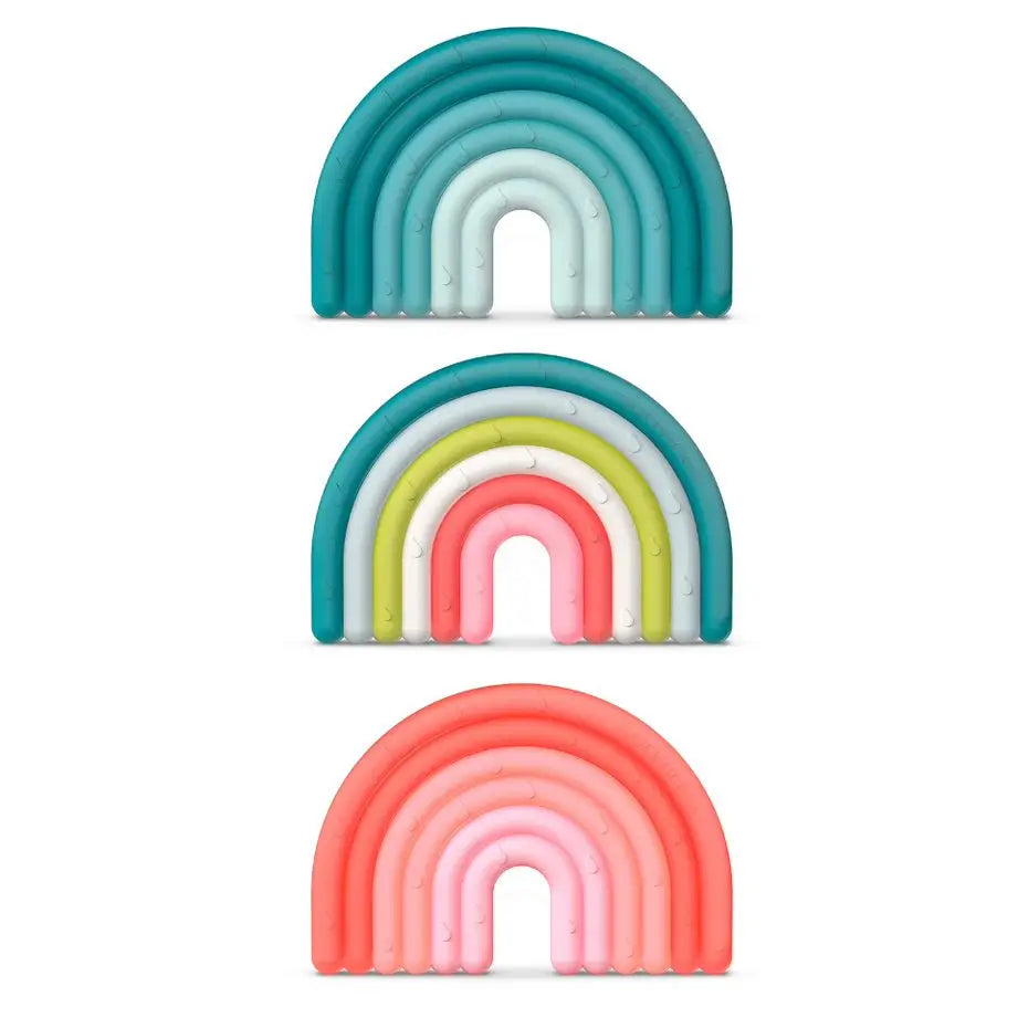 Suavinex Silikon-Beißring +0 Monate, Regenbogen, Rosa