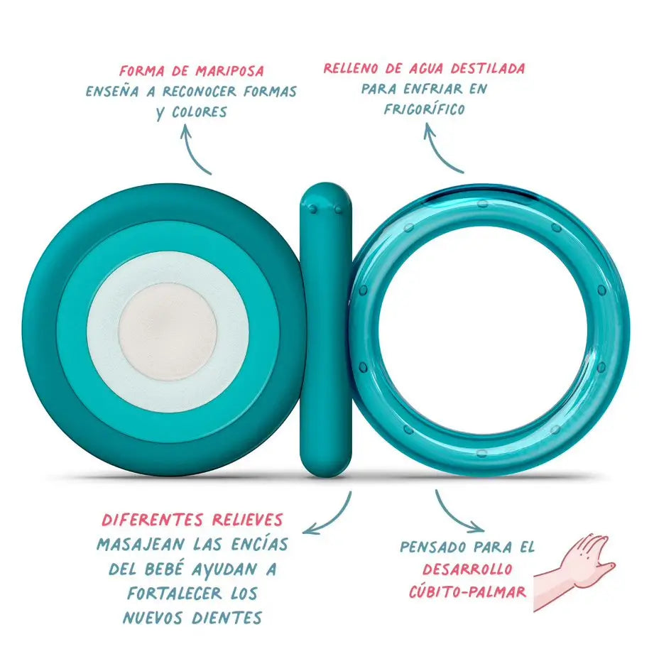 Suavinex Silikon-Beißring +4 Monate, Kühlung, Blau