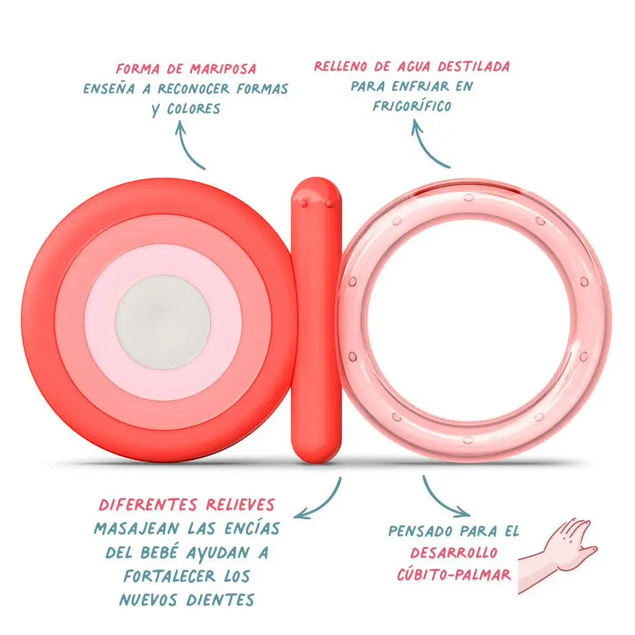 Suavinex Silikon-Beißring +4 Monate, Kühlung, Rosa