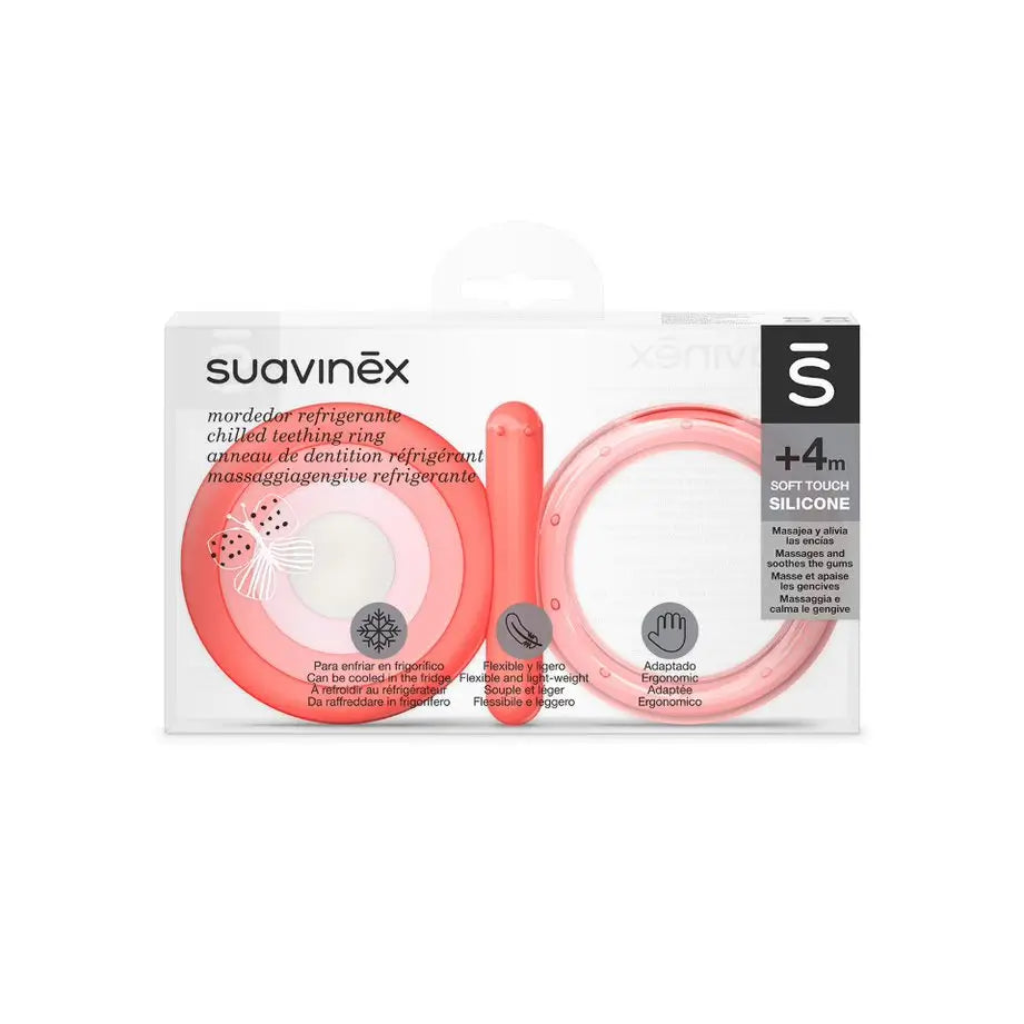 Suavinex Silikon-Beißring +4 Monate, Kühlung, Rosa