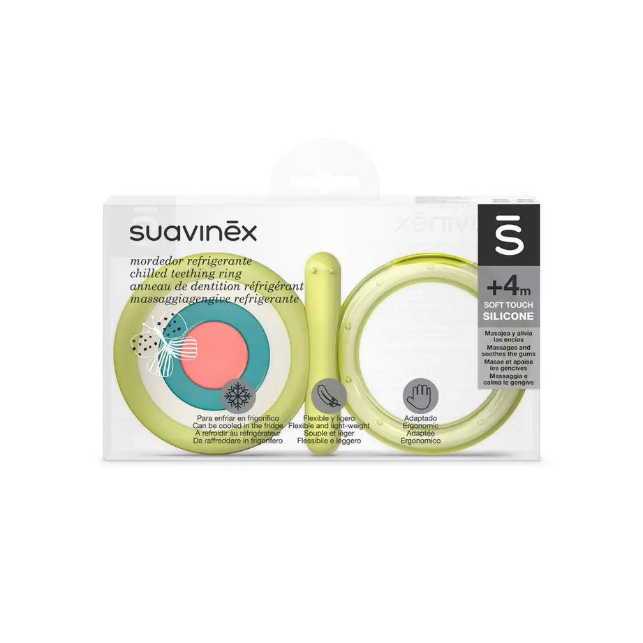 Suavinex Silikon-Beißring +4 Monate, Kühlung, Grün