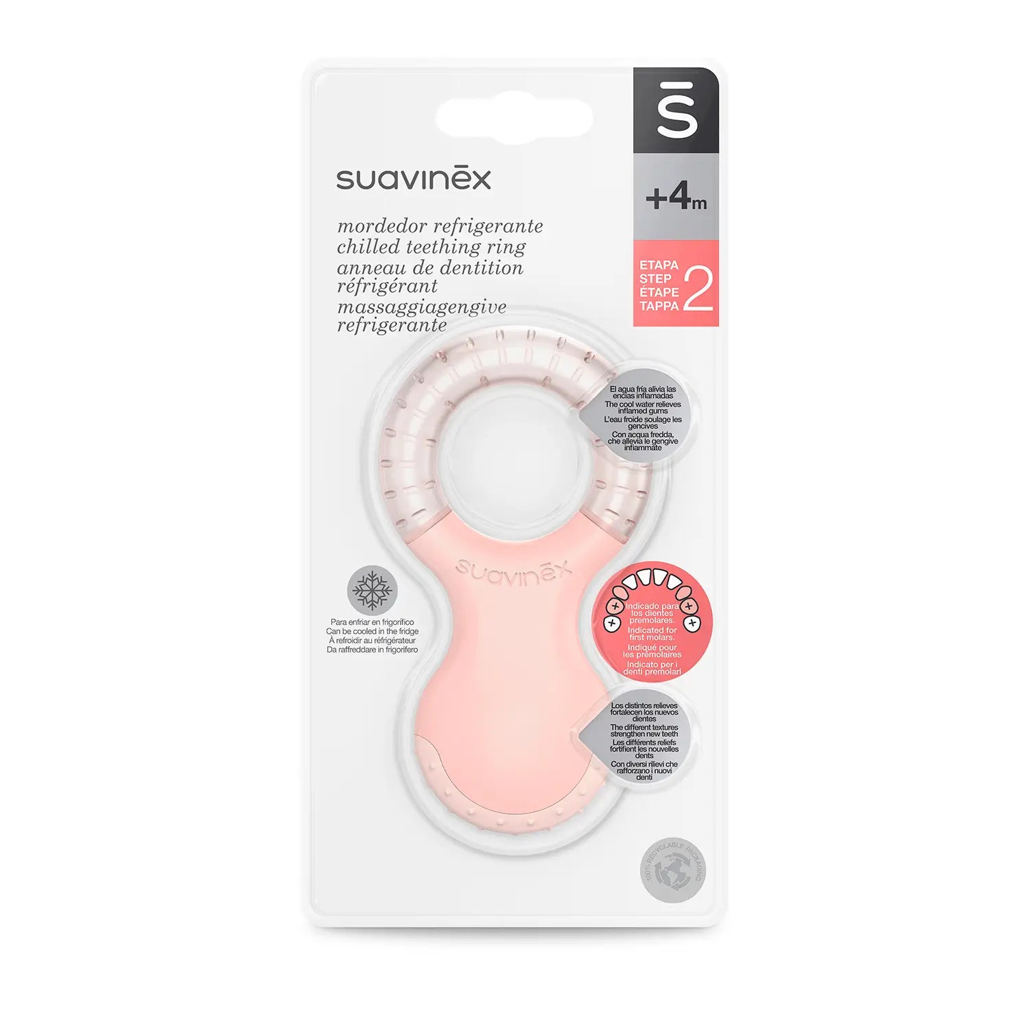 Suavinex Beißring Kühlung Beißring +4 Monate, Rosa