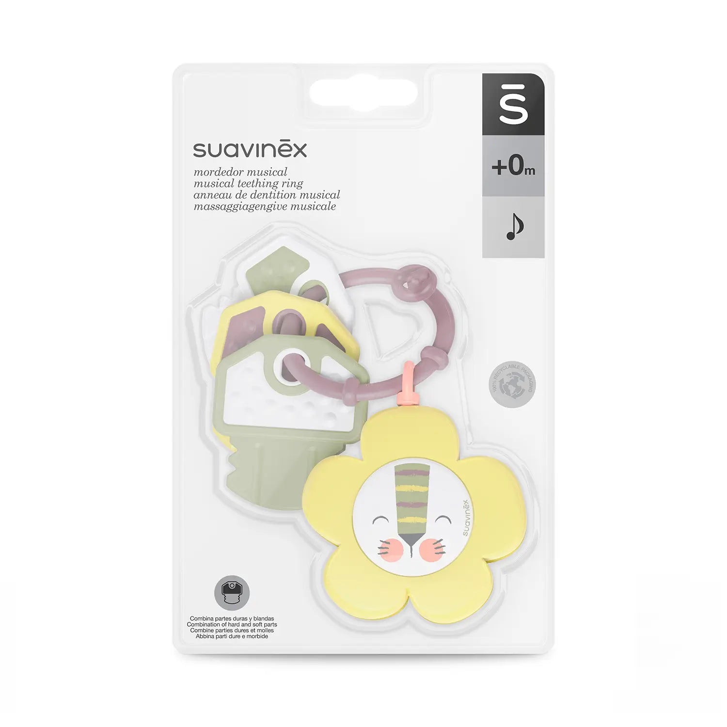 Suavinex Musikalischer Beißring Rassel Musikalischer Beißring +0 Monate, Tasten, Gelb