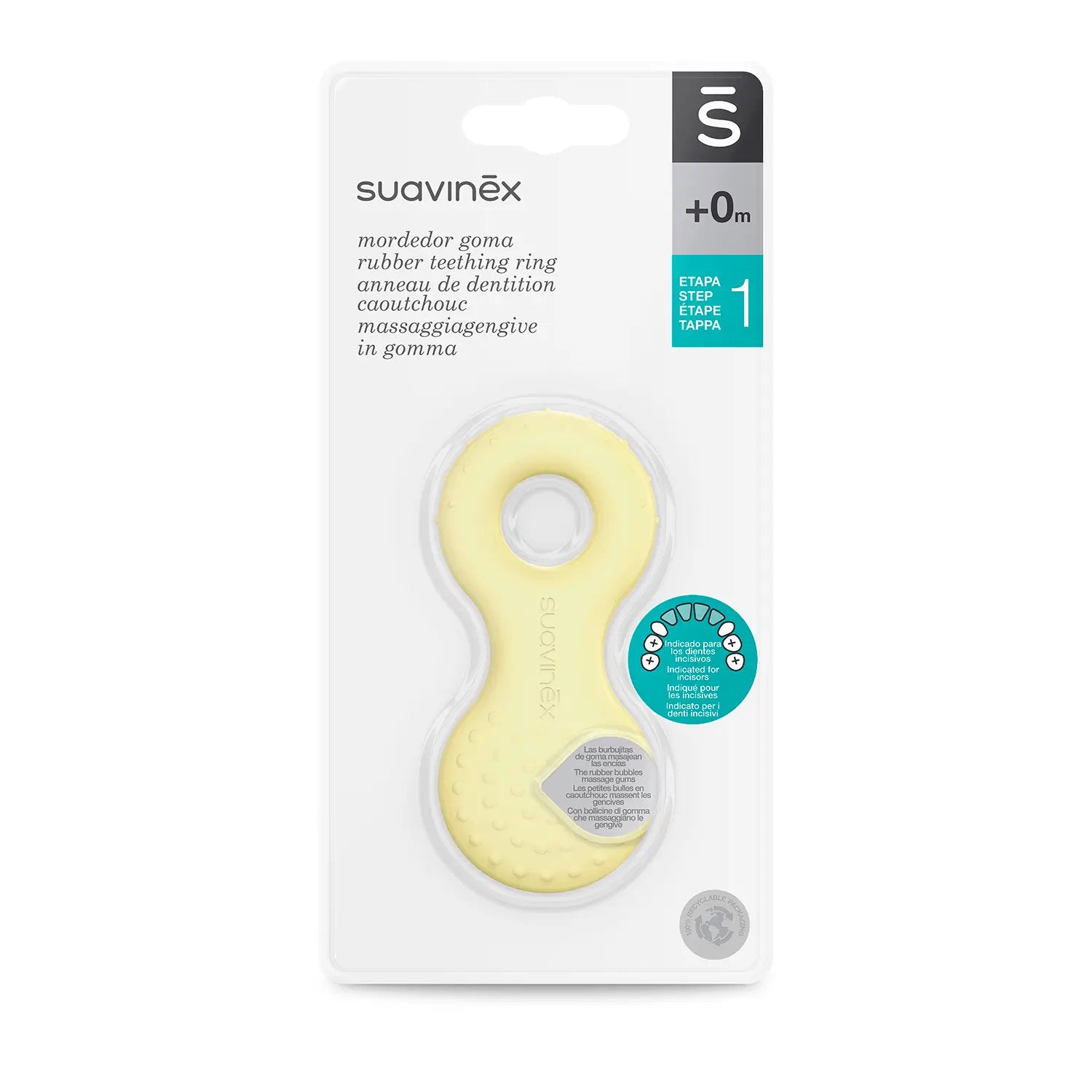 Suavinex Gummi-Beißring +0 Monate, Beißring, gelb