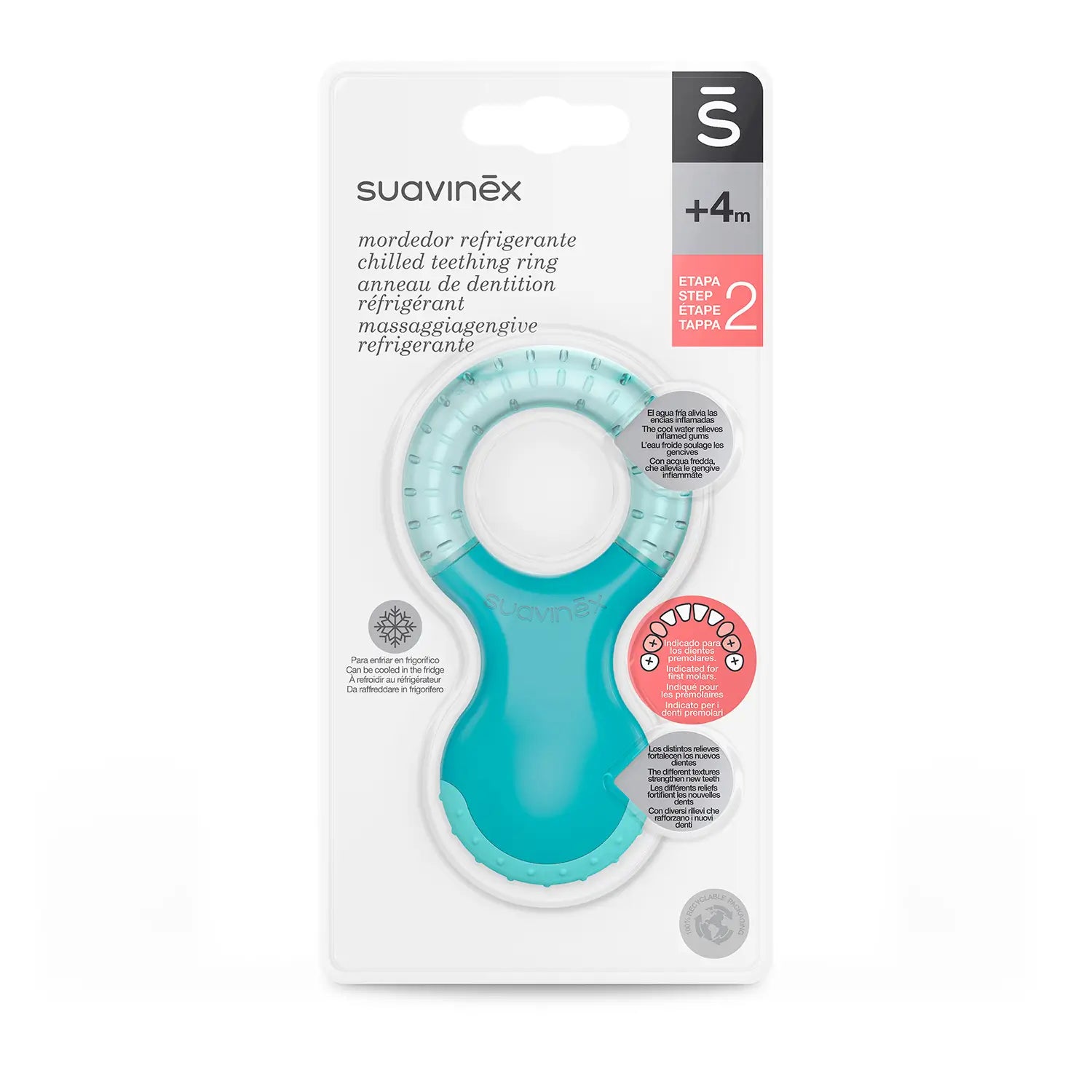 Suavinex Kühlender Beißring +4 Monate, Blau