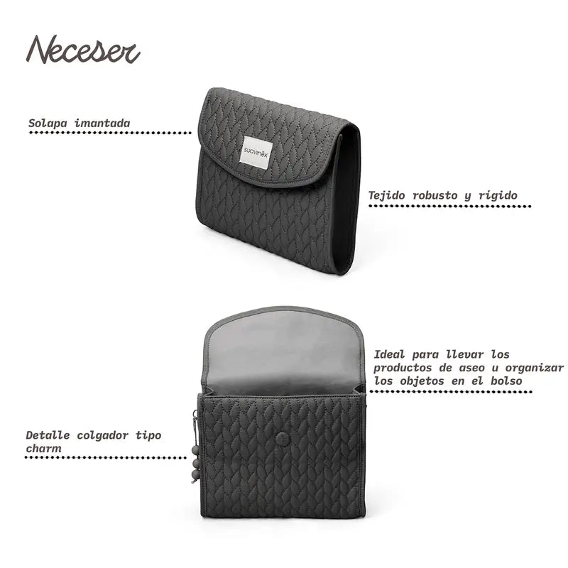 Suavinex Newborn Kulturtasche aus Stoff, grau