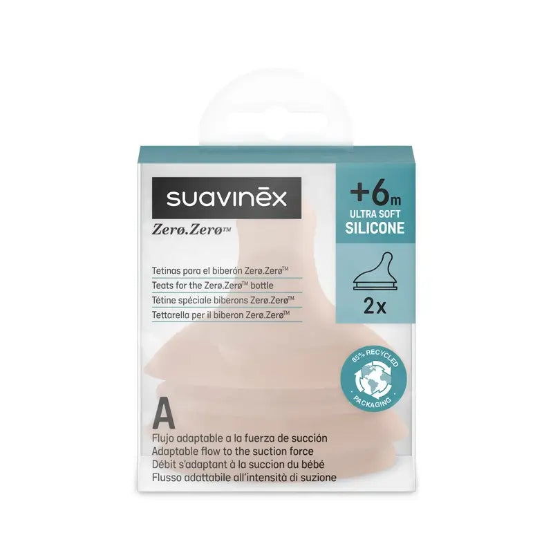 Suavinex Pack 2 Sauger Zero Zero Adaptive Flow (A), +0 Monate, Medium