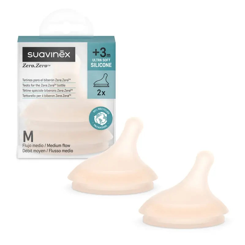 Suavinex Pack 2 Sauger Zero Zero, Medium Flow (M), +3 Monate, Fair