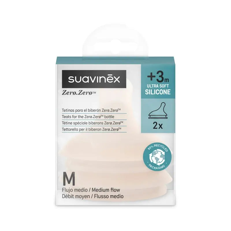 Suavinex Pack 2 Sauger Zero Zero, Medium Flow (M), +3 Monate, Fair