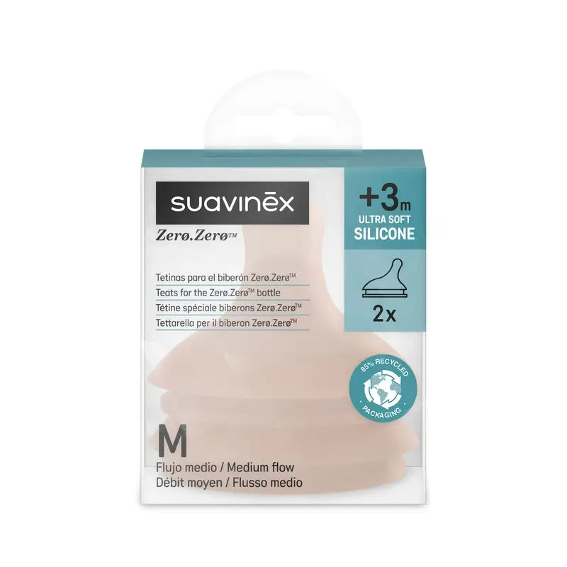 Suavinex 2 Pack 2 Sauger Zero Zero Medium Flow (M), +3 Monate, Medium
