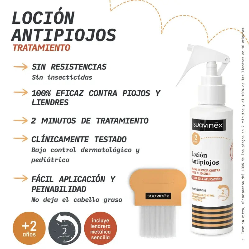 Suavinex Pack Anti-Läuse-Lotion 125 ml + Schutz-Shampoo 250 ml + Läuseschutzmittel, +2 Jahre alt