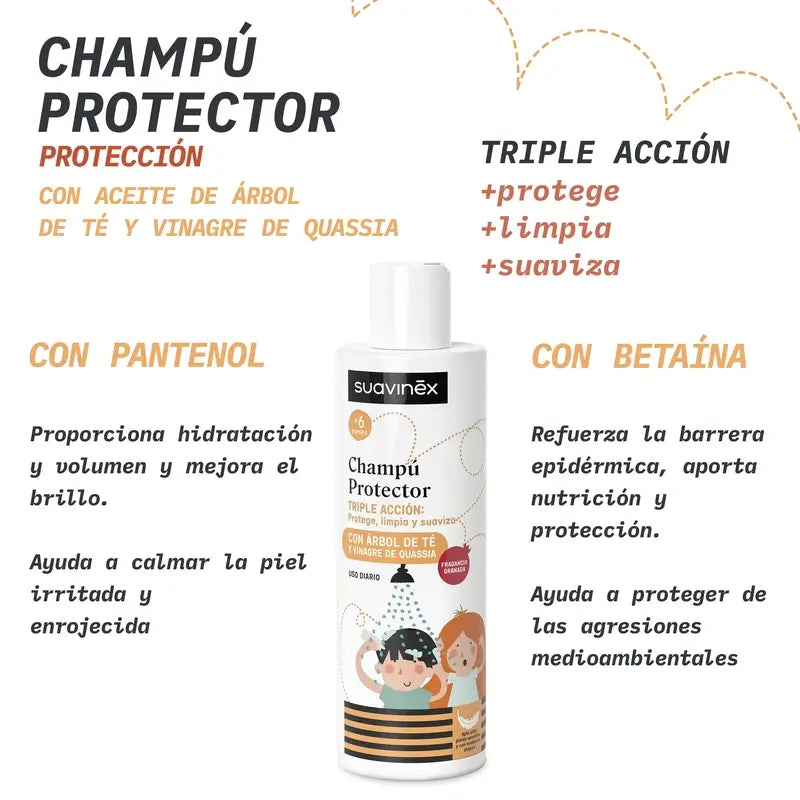 Suavinex Pack Anti-Läuse-Lotion 125 ml + Schutz-Shampoo 250 ml + Läuseschutzmittel, +2 Jahre alt