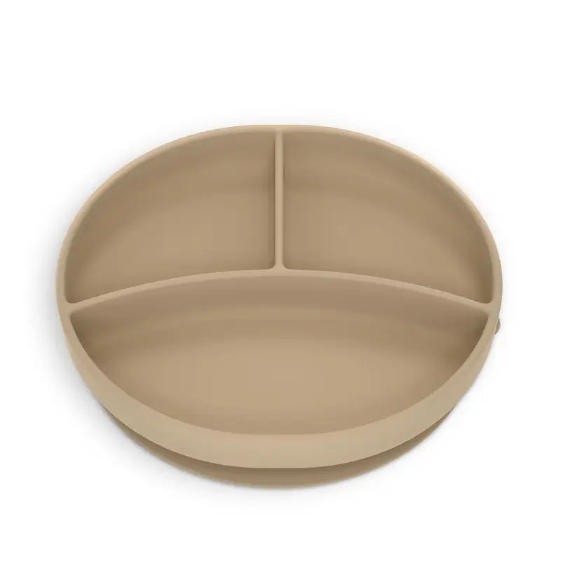 Suavinex Silikonteller mit Saugnapf und Unterteilungen, +6 Monate, Beige
