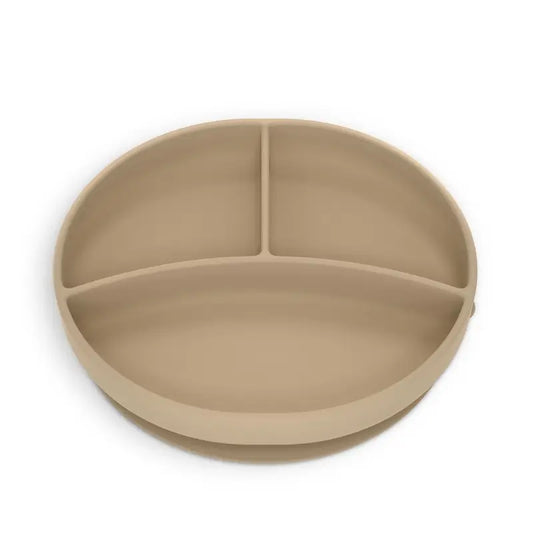 Suavinex Silikonteller mit Saugnapf und Unterteilungen, +6 Monate, Beige