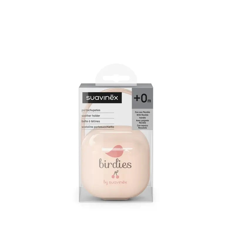 Suavinex Schnuller Halter +0 Monate Vögelchen Rosa