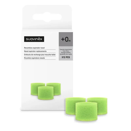 Suavinex Nasensauger Schwamm Nachfüllpackungen, +0 Monate, 12 Stück