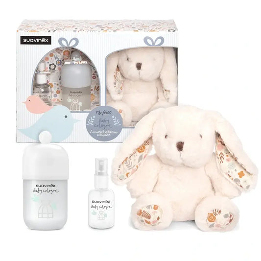 Suavinex Baby Layette mit Baby Cologne 100 ml + Reiseformat 50 ml + Baby Plüschtier