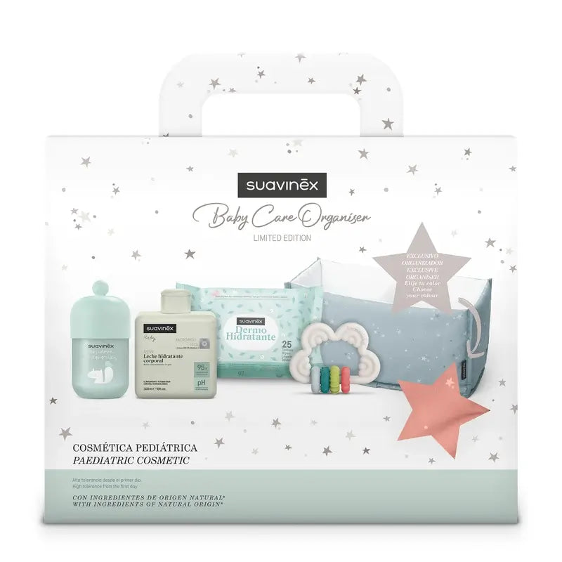 Suavinex Baby Geschenk Babymilch 300 ml + Baby Köln Erinnerungen 100 ml + Tücher + Beißring, Rosa